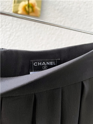 Chanel Pileli İpek Şifon Etek