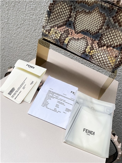 Fendi Mini Phyton Exotic Peekaboo With Pyramid Bag Strap Omuz Çantası
