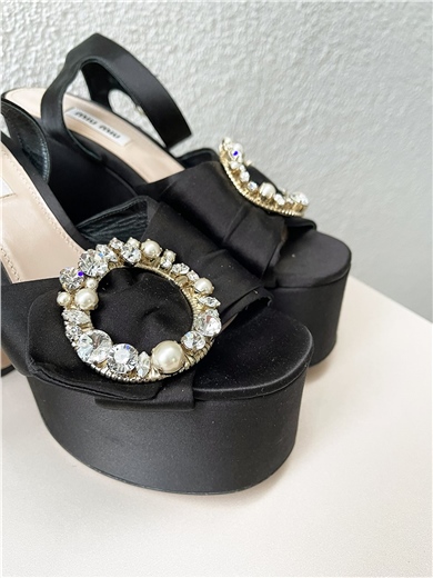 Miu Miu Satin Diamond Platform Topuklu Ayakkabı