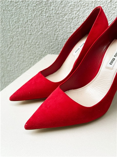 Miu Miu Suede Red Pump Topuklu Ayakkabı