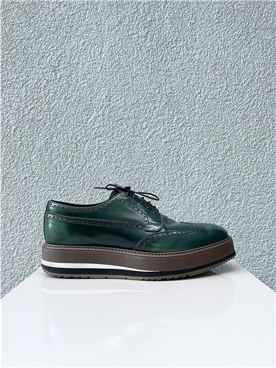 Prada Erkek Yeşil Oxford Ayakkabı