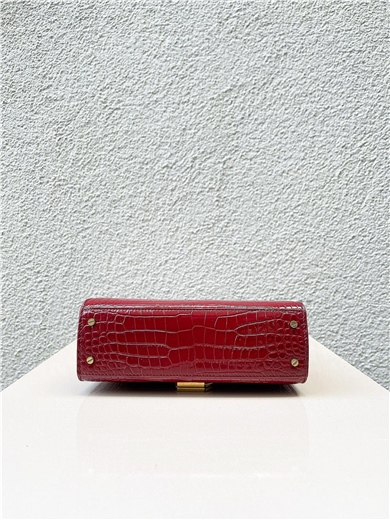 Yves Saint Laurent Cassandra Mini Croc-Effect Leather Tote Askılı Çanta